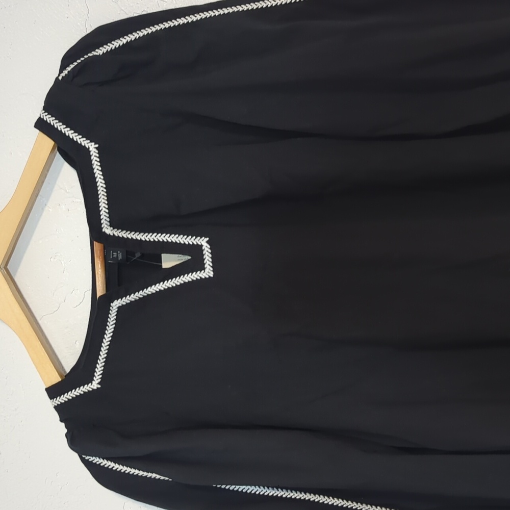 Banana Republic Black Boho Lightweight Cotton Casual Office Blouse Minimalist - Picture 4 of 7